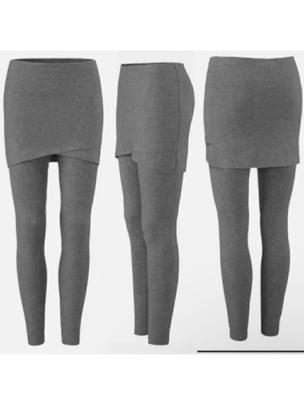 CAbi Jersey Knit Mid-Rise Skirted Gray Heather Leggings #5318, M